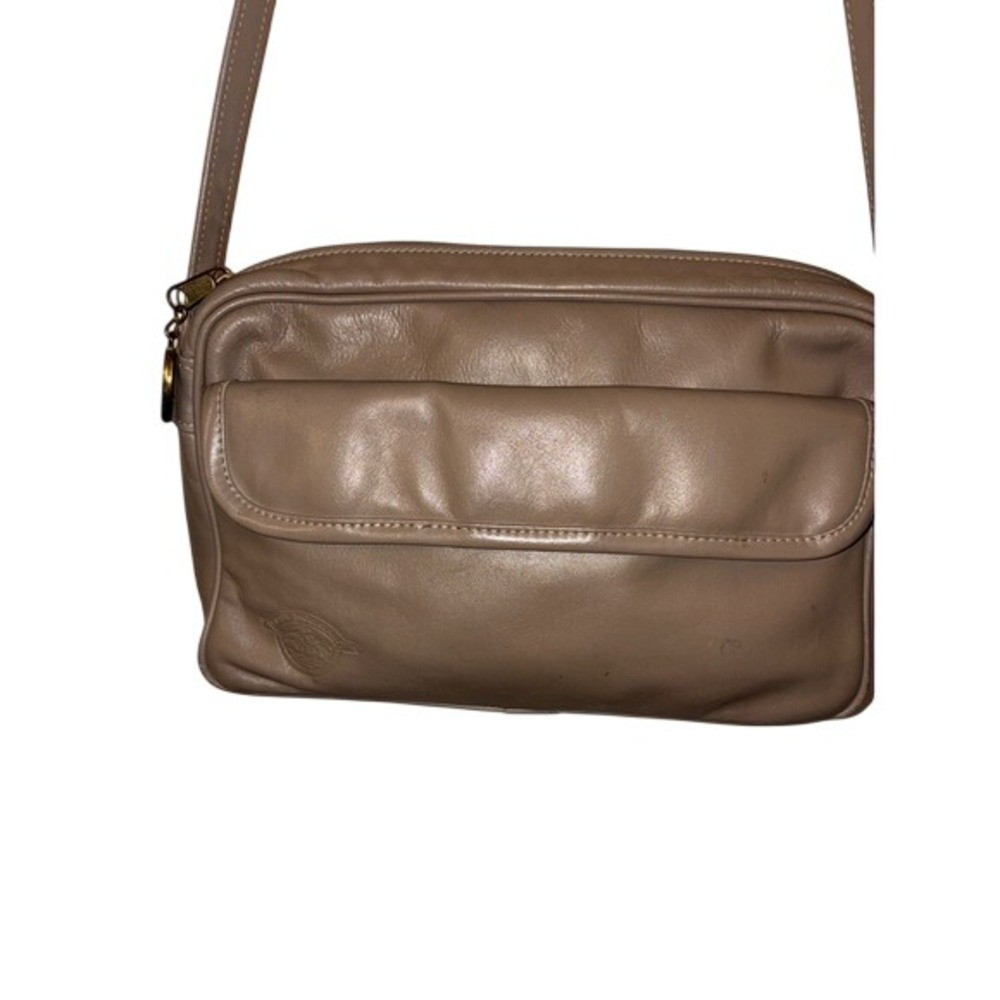 Stone Mountain Vintage Taupe Leather Shoulder Bag Made in USA Crossbody